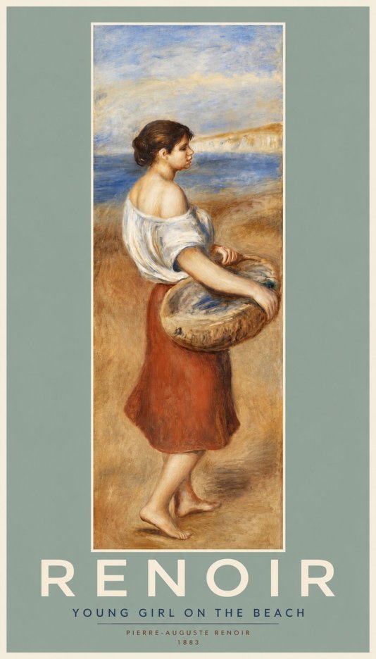 Renoir Young Girl on the Beach No2 - Plakát