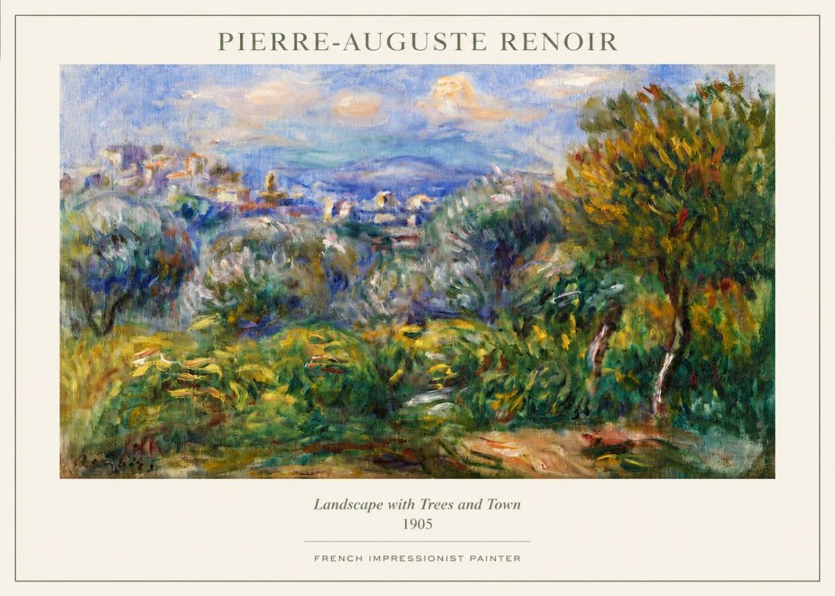 Renoir Landscape with Trees and Town No3 - Plakát