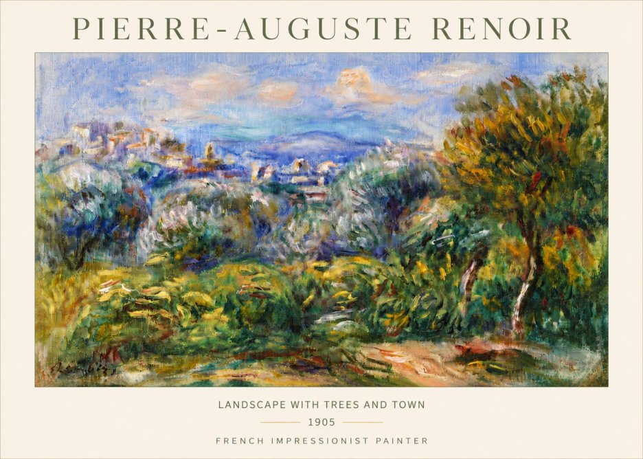 Renoir Landscape with Trees and Town No5 - Plakát
