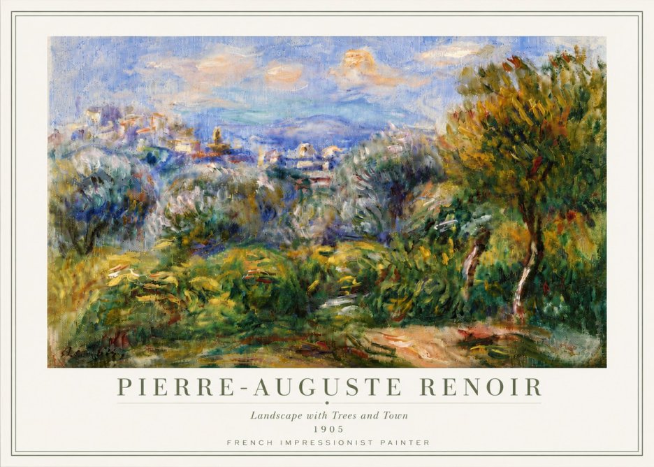 Renoir Landscape with Trees and Town No6 - Plakát