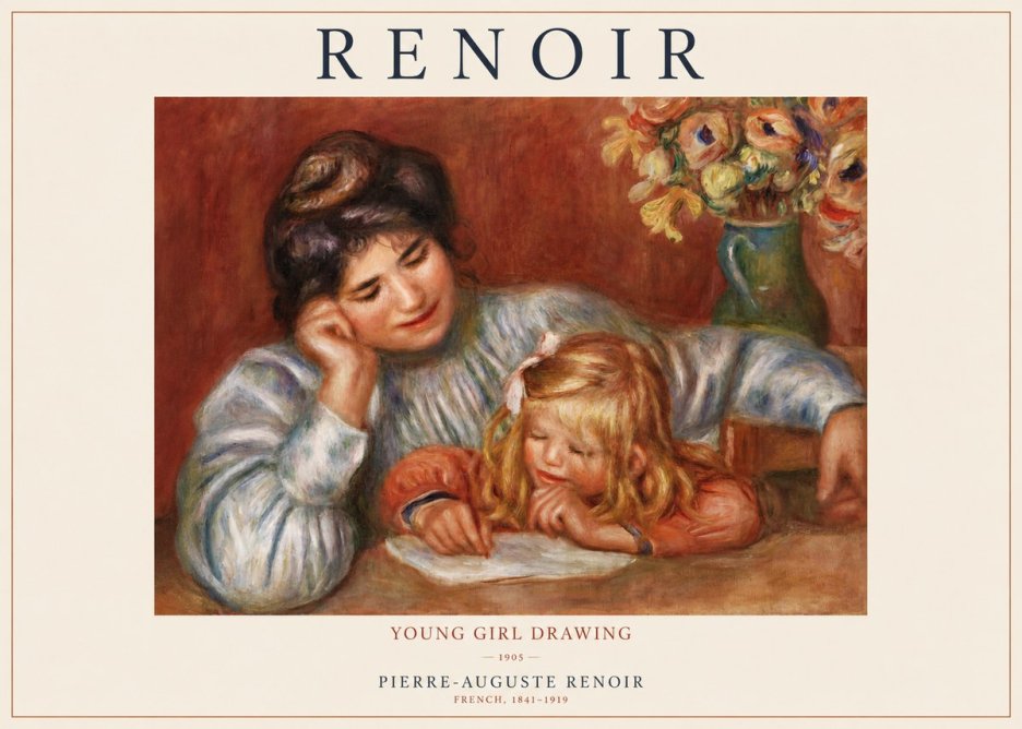 Renoir Young Girl Drawing No1 - Plakát