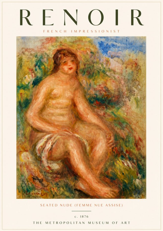 Renoir Seated Nude (Femme Nue Assise) No4 - Plakát