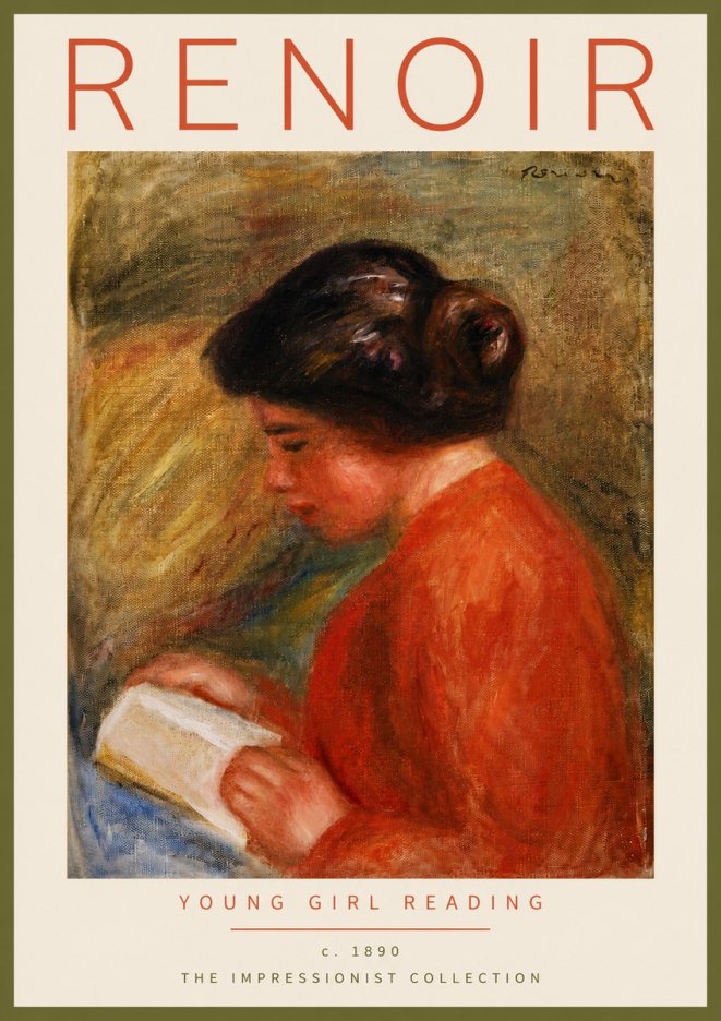 Renoir Young Girl Reading I No4 - Plakát