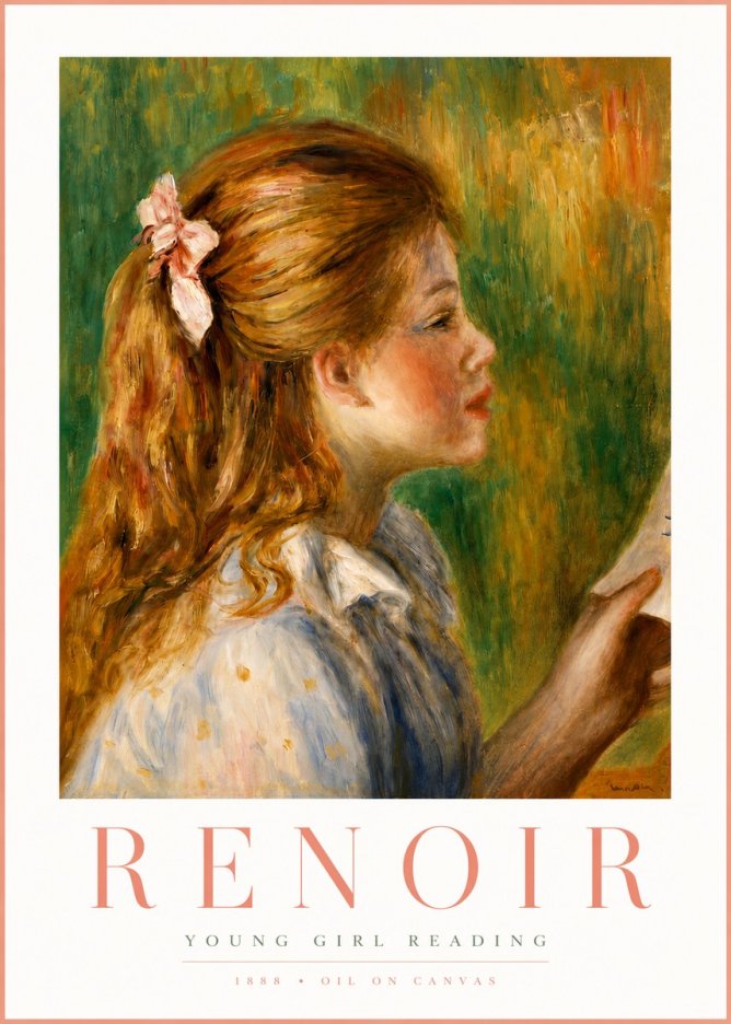 Renoir Young Girl Reading II No3 - Plakát