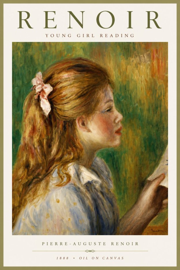 Renoir Young Girl Reading No6 - Plakát