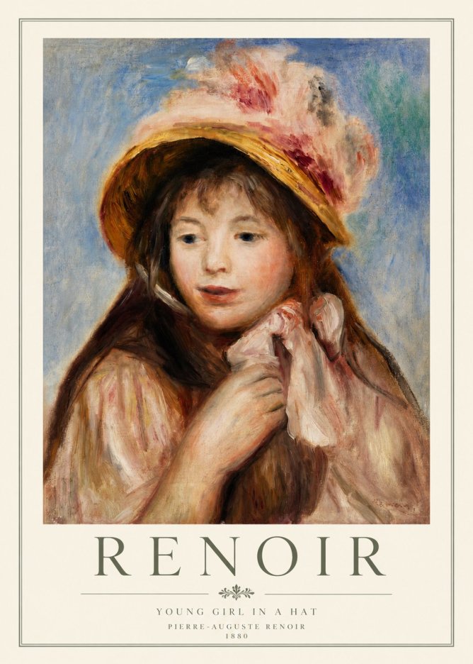 Renoir Young Girl in a Hat No2 - Plakát