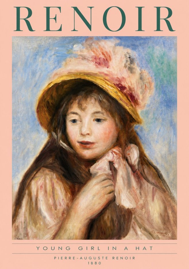 Renoir Young Girl in a Hat No3 - Plakát