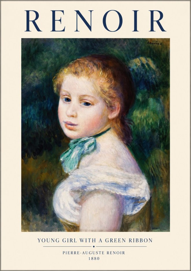 Renoir Young Girl with a Green Ribbon No1 - Plakát