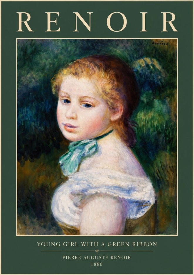 Renoir Young Girl with a Green Ribbon No2 - Plakát