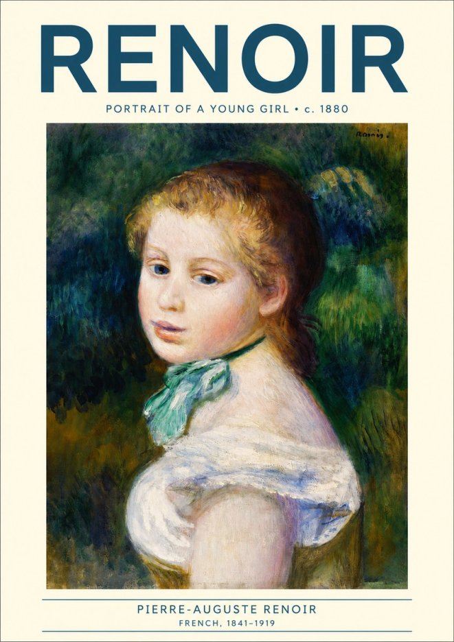 Renoir Young Girl with a Green Ribbon No3 - Plakát