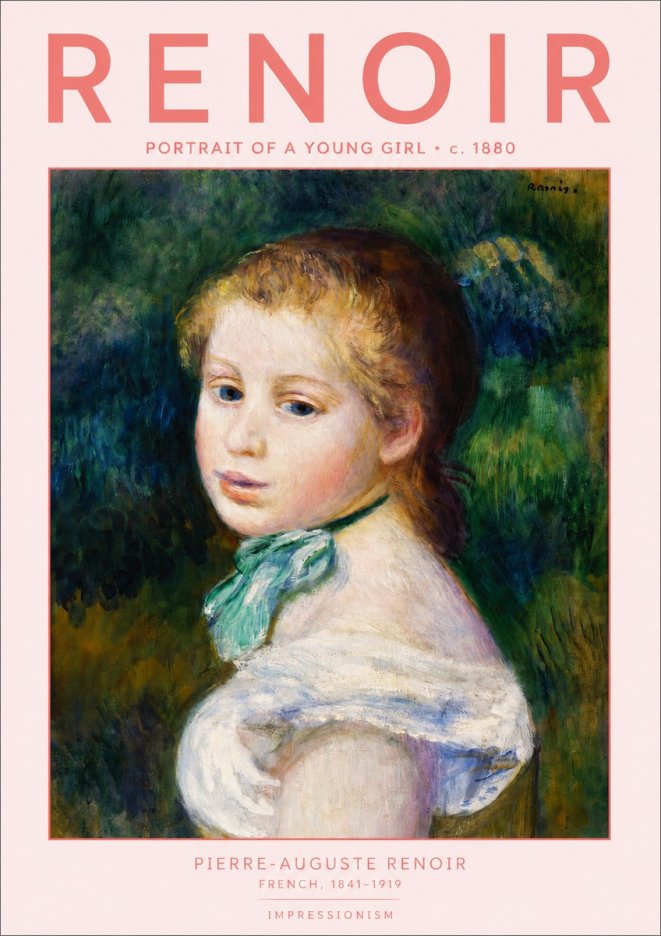 Renoir Young Girl with a Green Ribbon No4 - Plakát
