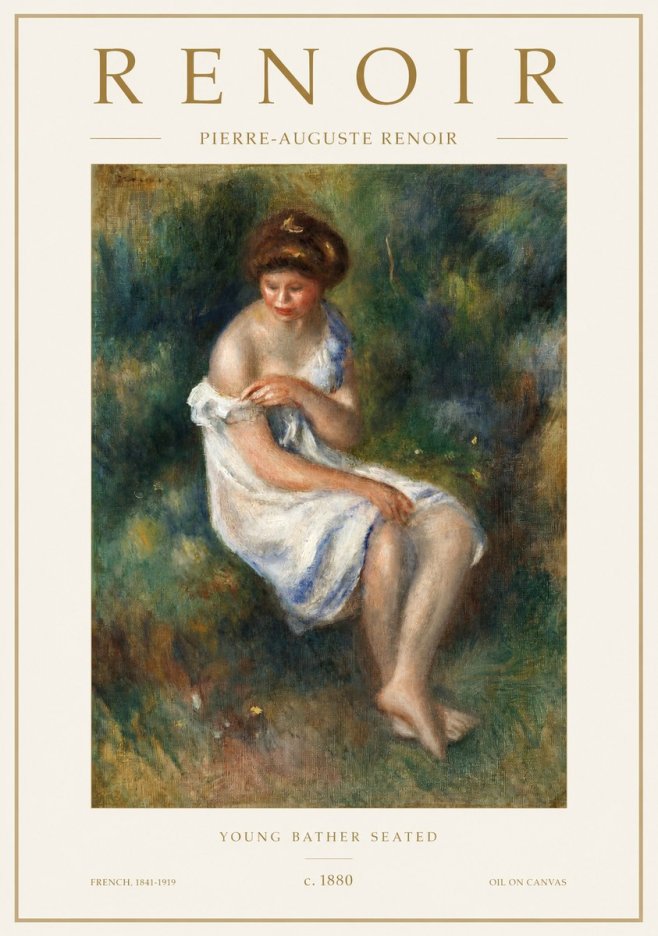 Renoir Young Bather Seated No1 - Plakát