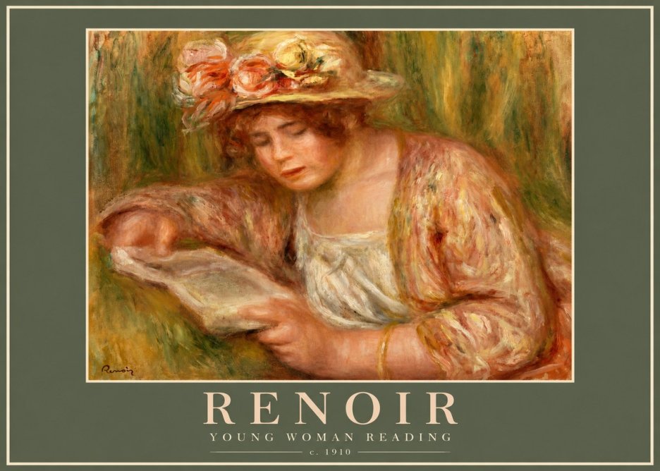 Renoir Young Woman Reading No2 - Plakát