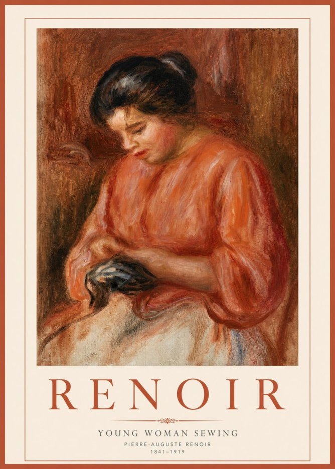Renoir Young Woman Sewing I No2 - Plakát