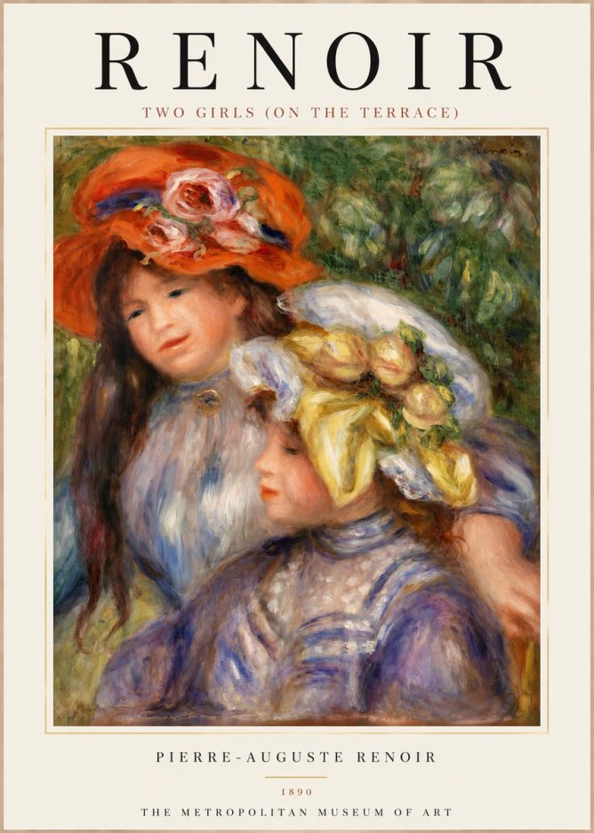 Renoir Two Girls (on the Terrace) No3 - Plakát