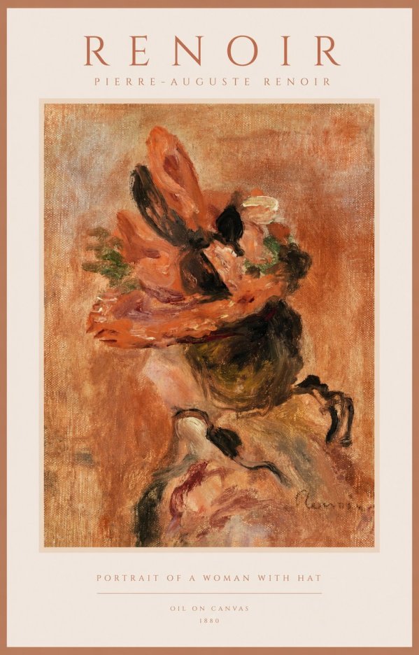 Renoir Portrait of a Woman with Hat No1 - Plakát