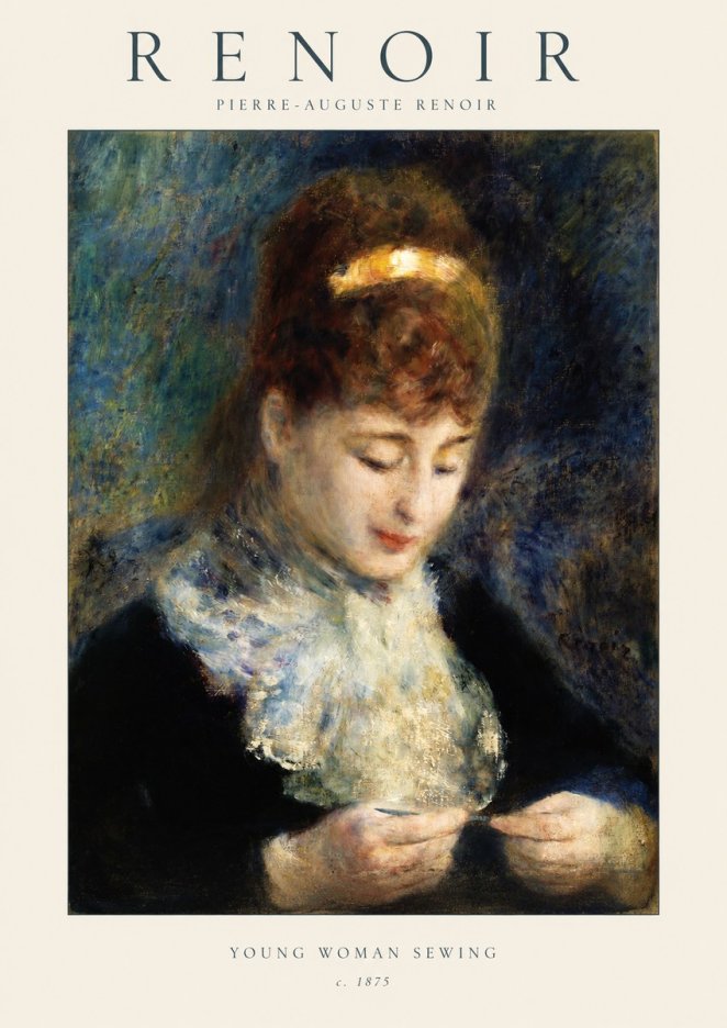 Renoir Young Woman Sewing II No1 - Plakát
