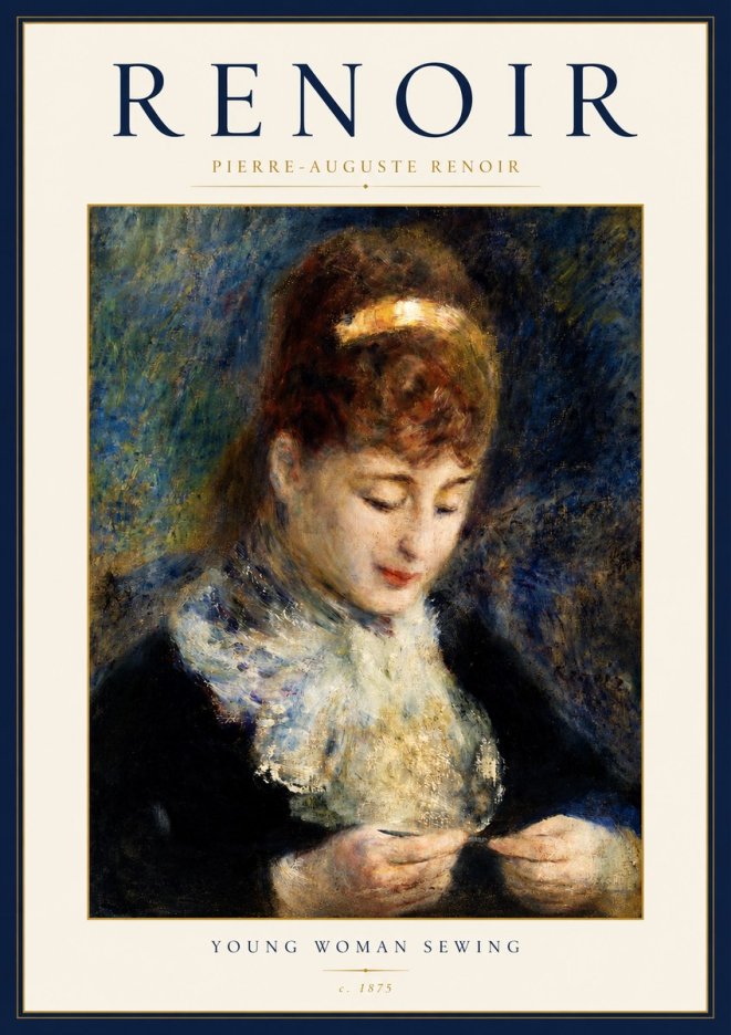 Renoir Young Woman Sewing II No3 - Plakát