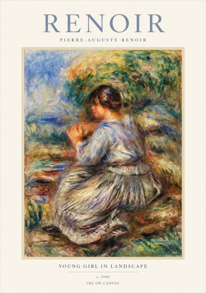 Renoir Young Girl in Landscape No1 - Plakát