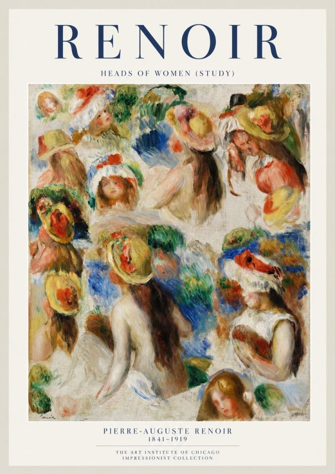 Renoir Heads of Women (Study) No1 - Plakát
