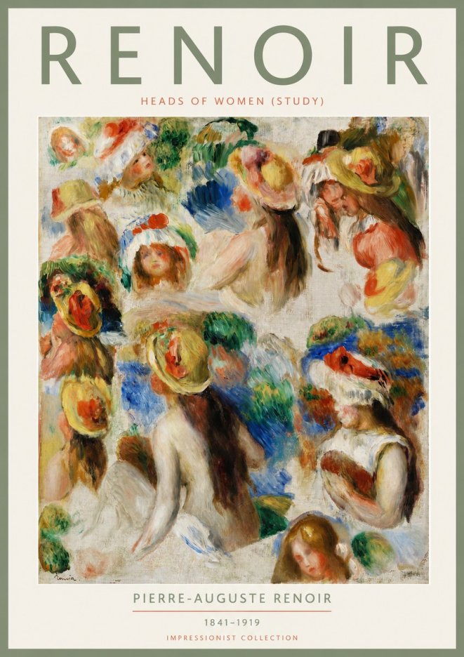 Renoir Heads of Women (Study) No2 - Plakát