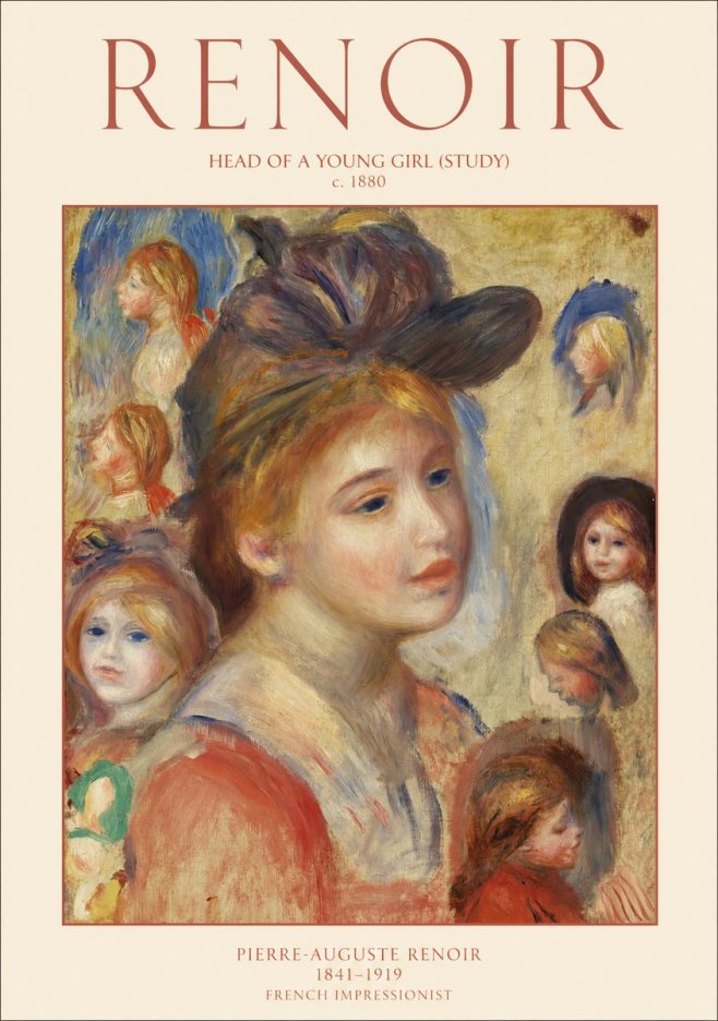 Renoir Head of a Young Girl (Study) No1 - Plakát