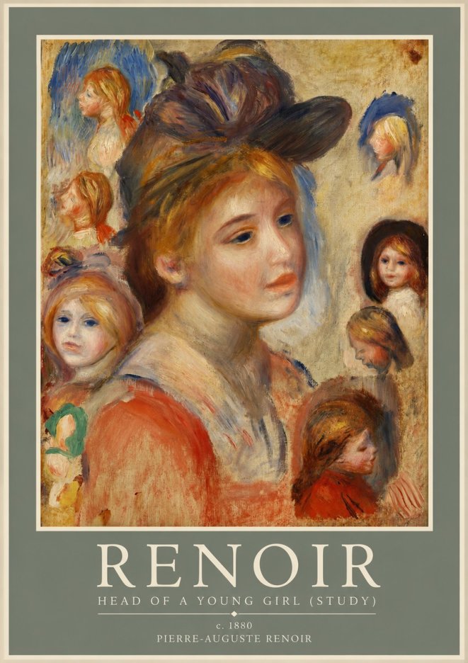 Renoir Head of a Young Girl (Study) No2 - Plakát