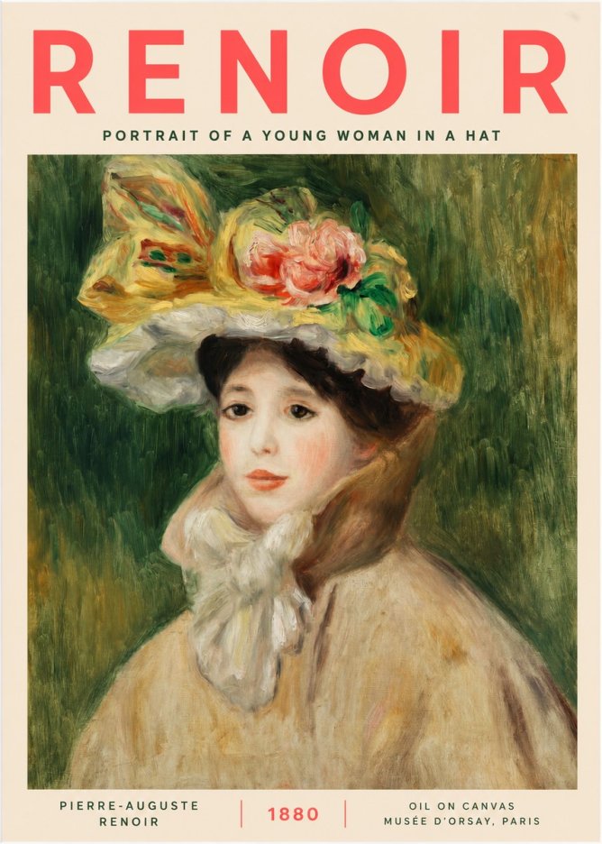 Renoir Portrait of a Young Woman in a Hat No2 - Plakát
