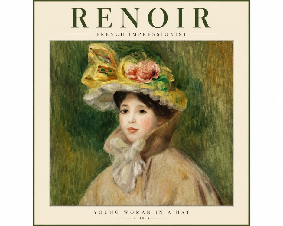 Renoir Portrait of a Young Woman in a Hat No3 - Plakát