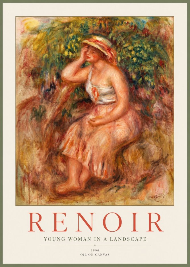 Renoir Seated Woman in a Landscape No3 - Plakát