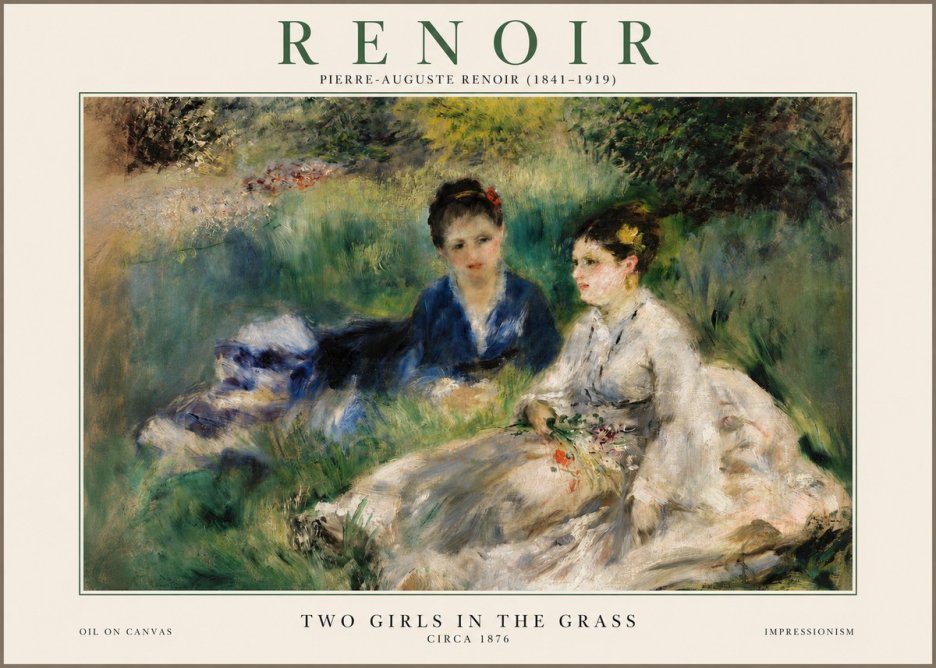 Renoir Two Girls in the Grass No2 - Plakát