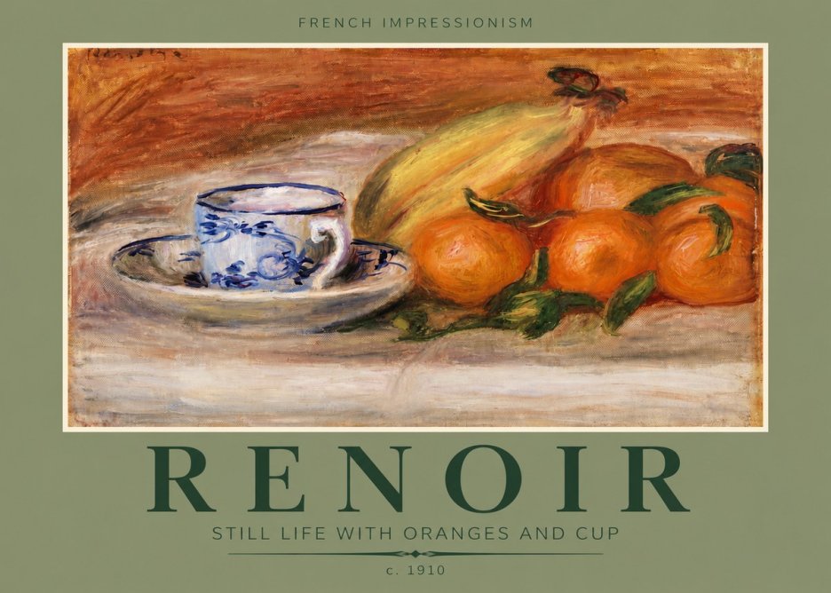 Renoir Still Life with Oranges and Cup No4 - Plakát