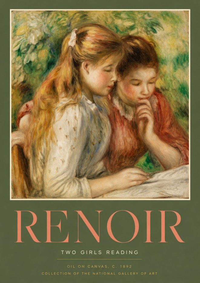 Renoir Two Girls Reading No2 - Plakát