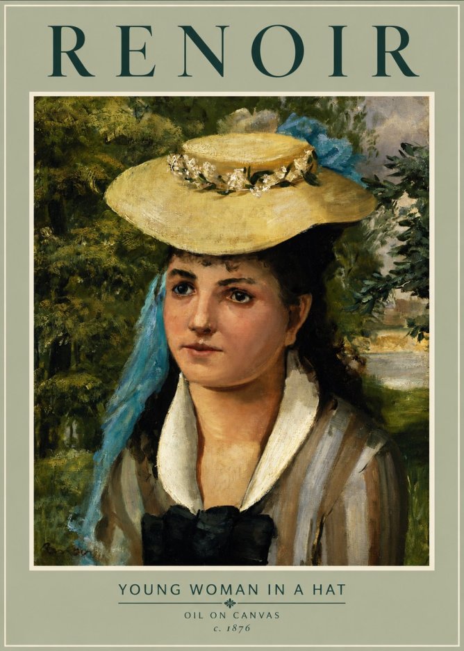 Renoir Young Woman in a Hat No2 - Plakát