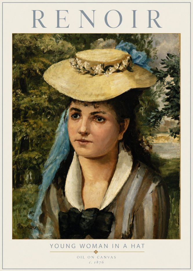 Renoir Young Woman in a Hat No3 - Plakát