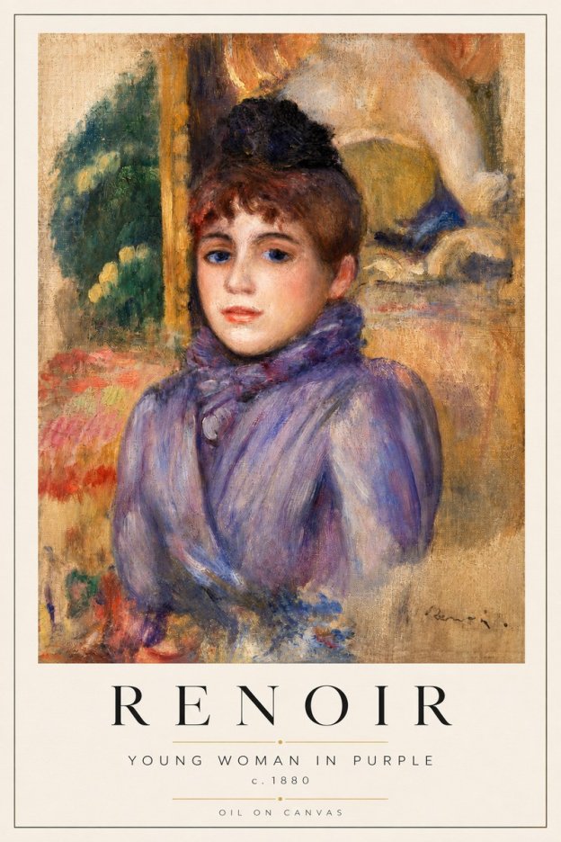 Renoir Young Woman in Purple No2 - Plakát