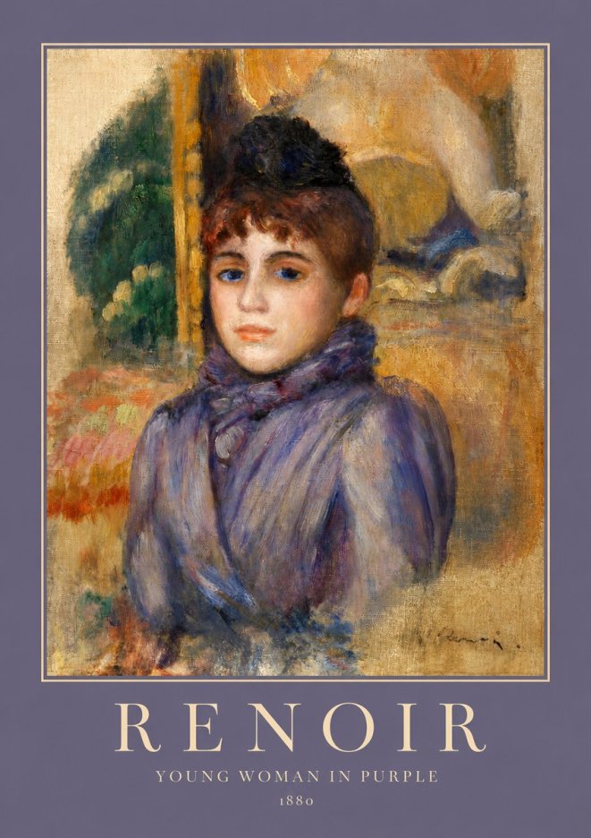 Renoir Young Woman in Purple No3 - Plakát