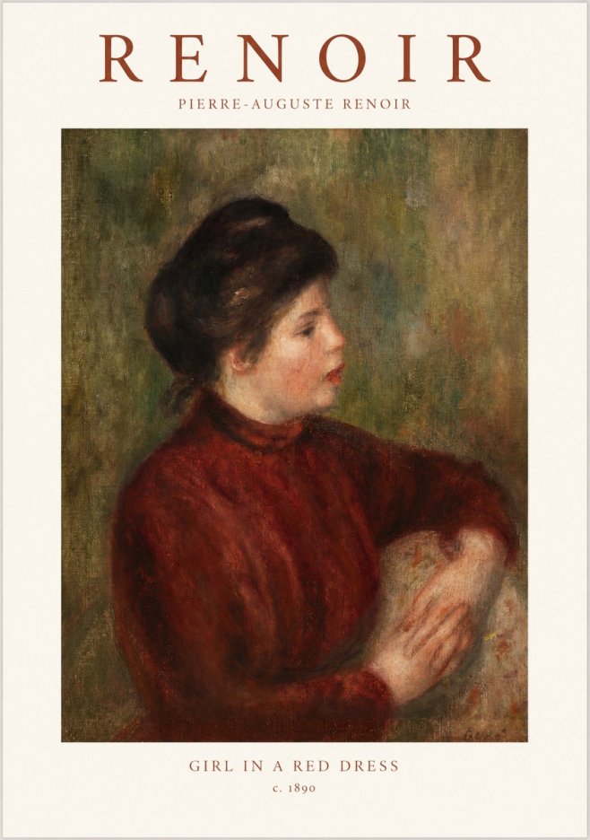 Renoir Young Woman in Red No2 - Plakát