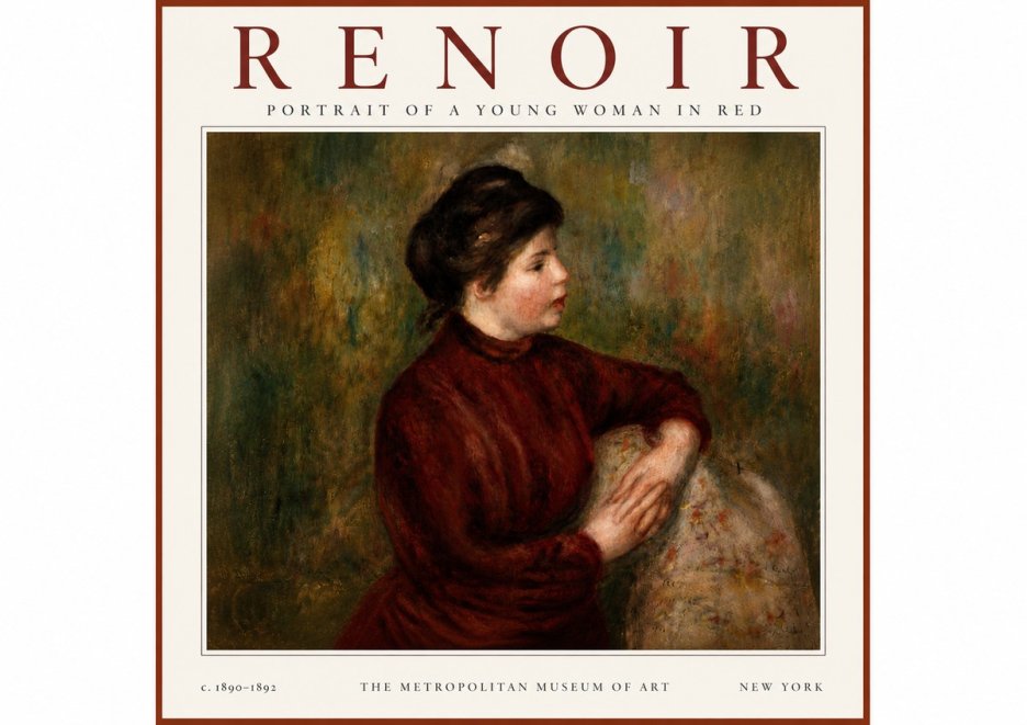 Renoir Young Woman in Red No4 - Plakát