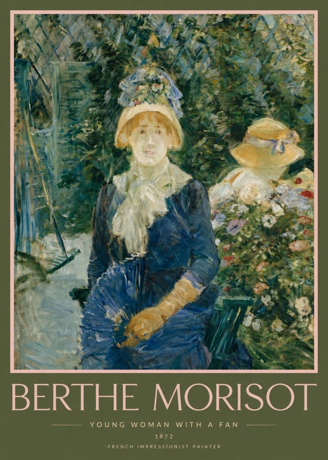 Berthe Morisot Young Woman with a Fan I No2 - Plakát