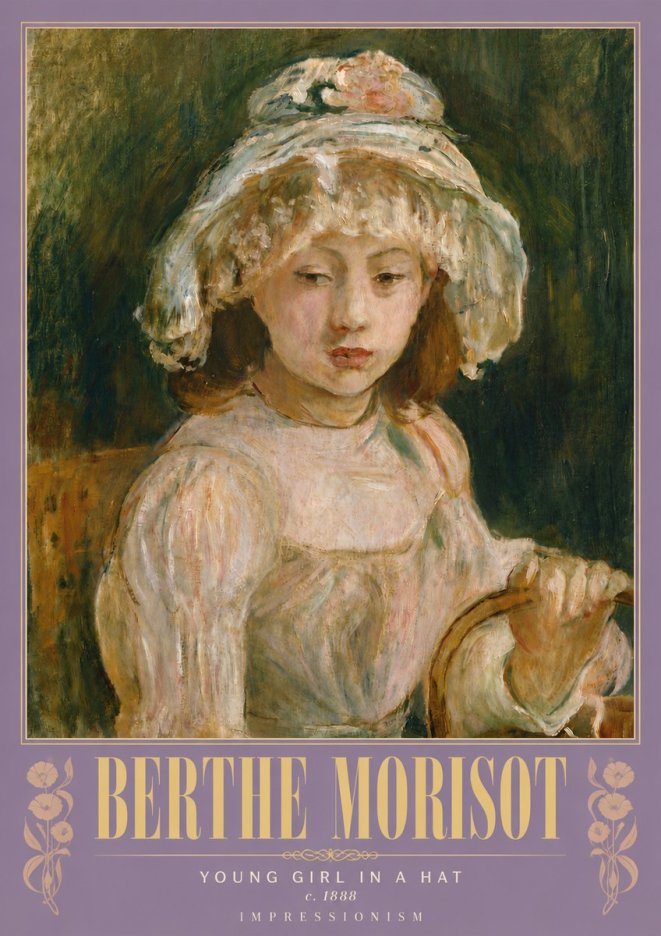 Berthe Morisot Young Girl in a Hat No6 - Plakát