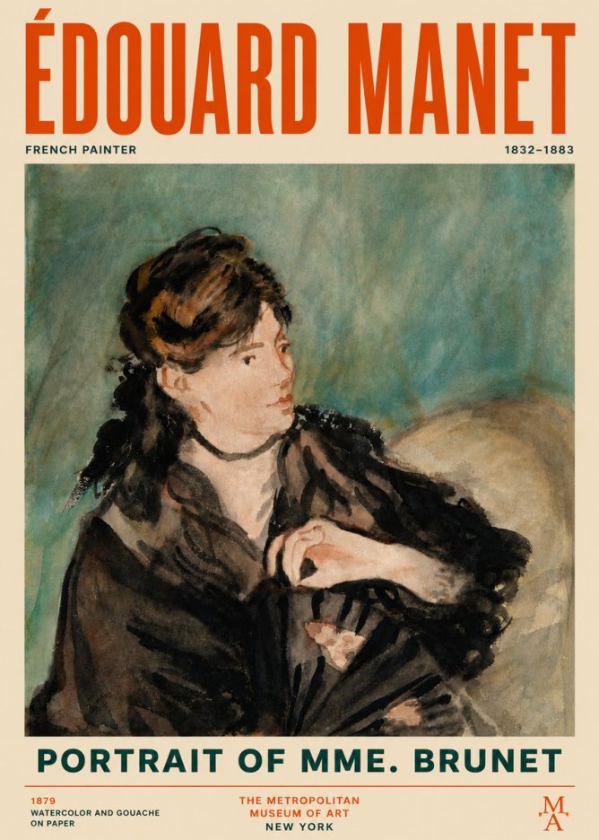 Édouard Manet Portrait of Mme. Brunet No5 - Plakát
