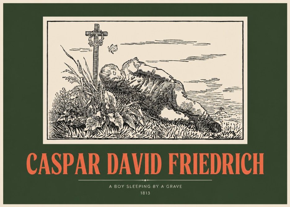 Caspar David Friedrich A Boy Sleeping by a Grave No2 - Plakát