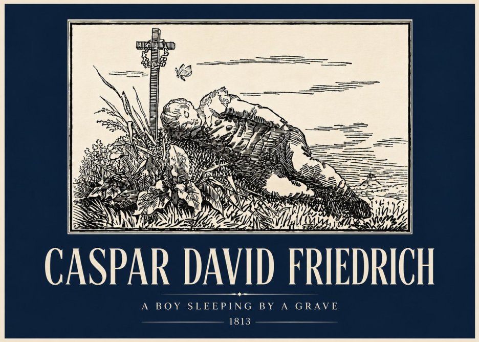 Caspar David Friedrich A Boy Sleeping by a Grave No4 - Plakát