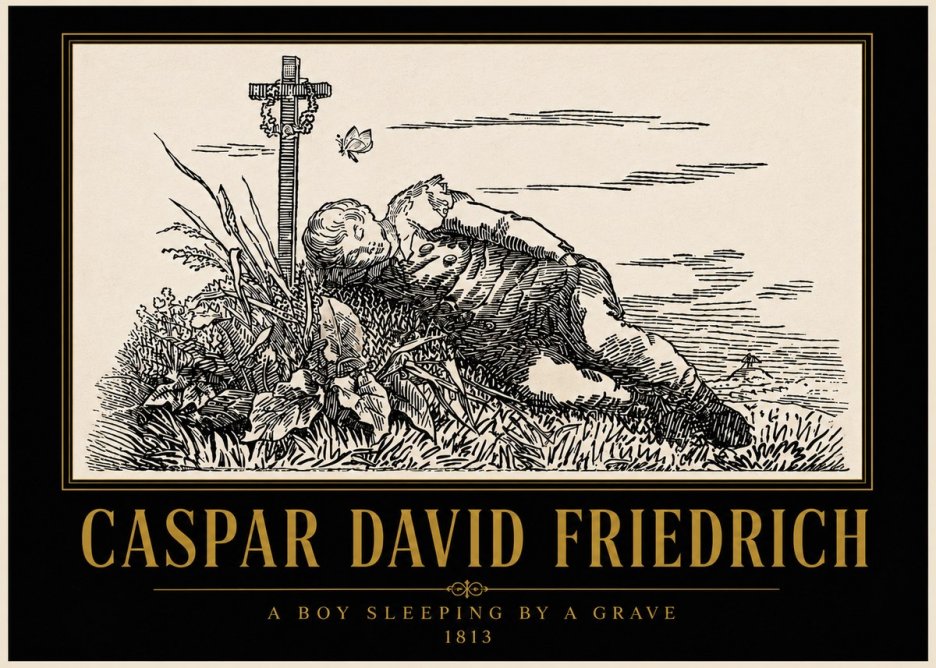 Caspar David Friedrich A Boy Sleeping by a Grave No5 - Plakát