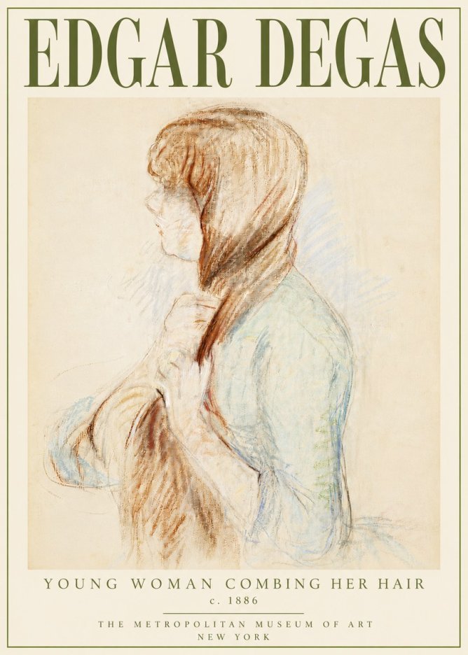 Edgar Degas Young Woman Combing Her Hair No4 - Plakát