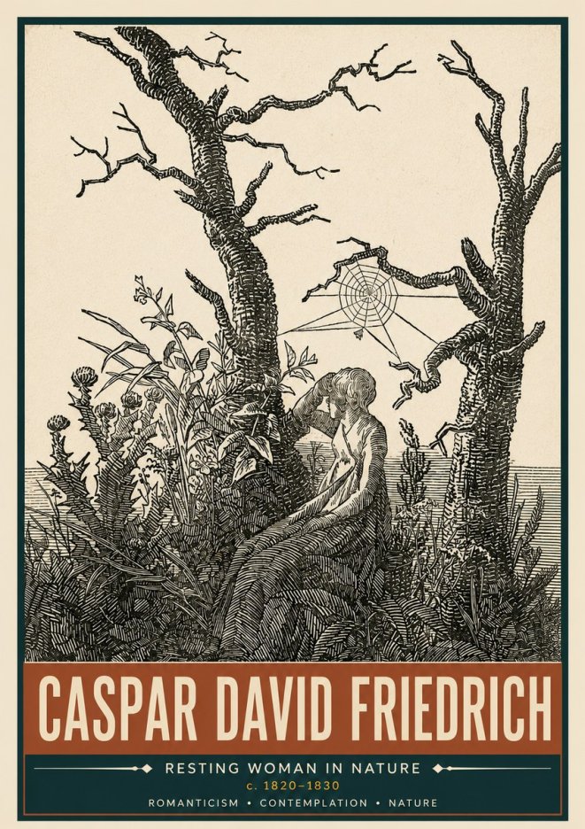 Caspar David Friedrich Resting Woman in Nature No5 - Plakát