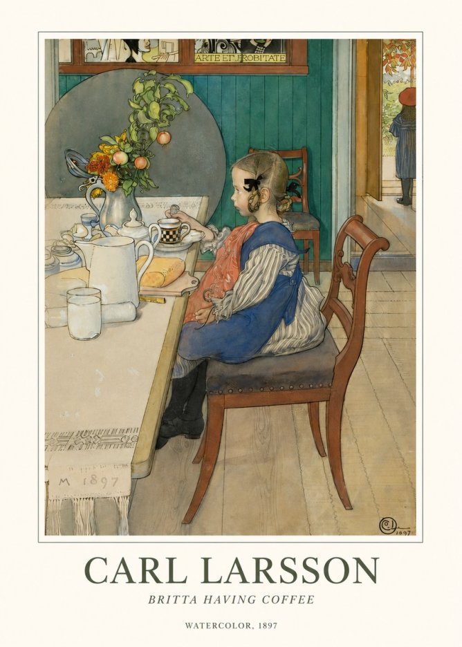 Carl Larsson Britta Having Coffee No1 - Plakát