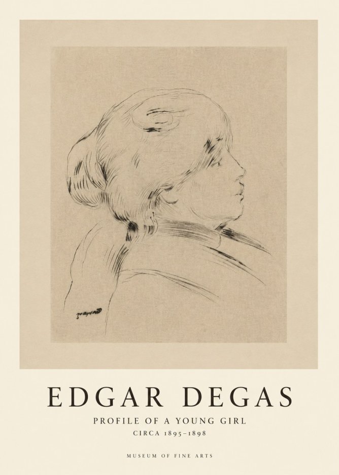 Edgar Degas Profile of a Young Girl No1 - Plakát