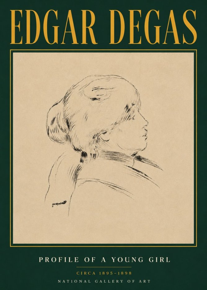 Edgar Degas Profile of a Young Girl No4 - Plakát